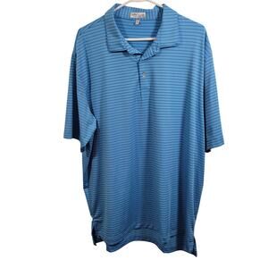 Peter Millar Southern Comfort Striped Performance Golf Blue Polo Shirt Size XXL